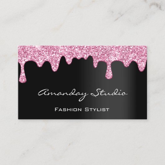 Make-up artiest wimper zwart druppels roze visitekaartje (Voorkant)