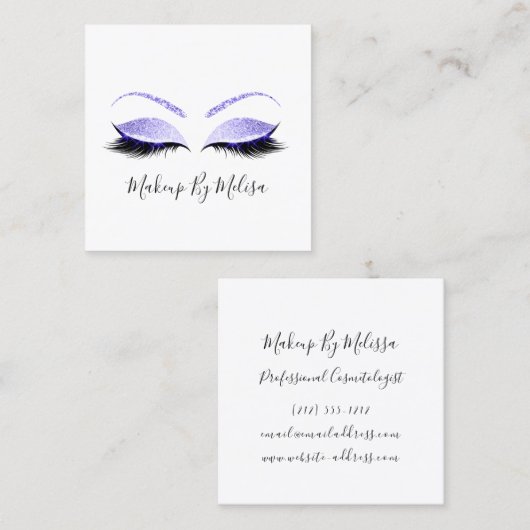 Make-up artiest wimpers extensie Blush Indygo blau Vierkante Visitekaartje (Voorkant / Achterkant)