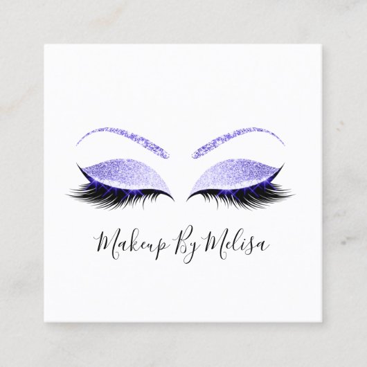 Make-up artiest wimpers extensie Blush Indygo blau Vierkante Visitekaartje (Voorkant)