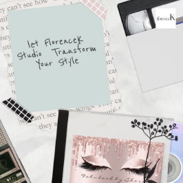 Make-up artiest wimpers glitter drips rose
 visitekaartje