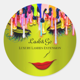 Make-up artiest wimpers product rood druppelgroen ronde sticker