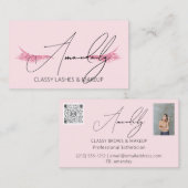 Make-up artiest wimpers QRLOGO Microblade Roos Pow Visitekaartje (Voorkant / Achterkant)