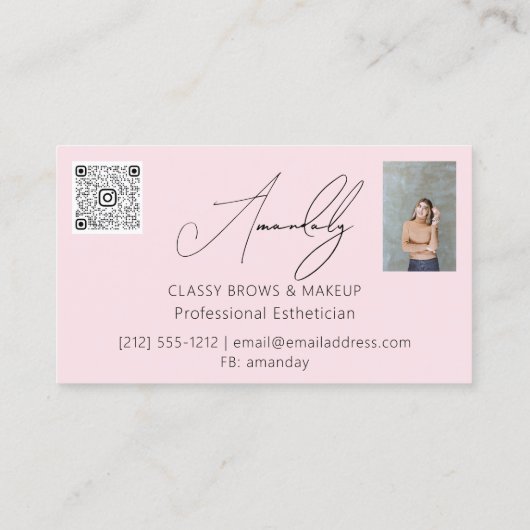 Make-up artiest wimpers QRLOGO Microblade Roos Pow Visitekaartje (Achterkant)