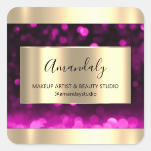 Make-up artiest winkel ingelijst gouden gunst dank vierkante sticker