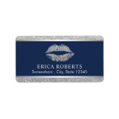 Make-up Artiest Zilver Glitter Lips Marine Blauw S Etiket (Voorkant)