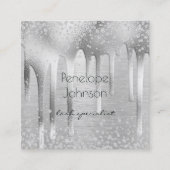 Make-up Artiest Zilveren Folie en Diamanten Glam Vierkante Visitekaartje (Voorkant)