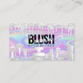 Make-up artiest zilveren glitter druppel iriserend visitekaartje (Voorkant)