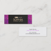 Make-up Artiest Zwart Linnen en Paarse Glitter Loo Mini Visitekaartje (Voorkant / Achterkant)