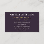 Make-up Artist Abstracte Paarse Gouden Waterverf Visitekaartje (Achterkant)