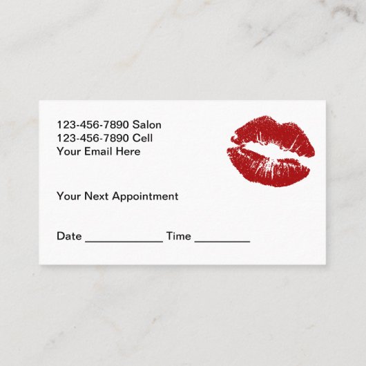 Make-up Artist Afspraakkaarten Rode Lippen Visitekaartje (Achterkant)