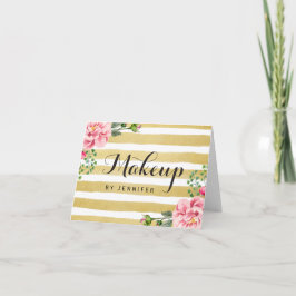 Make-up Artist Beauty Salon Bloemen Gouden Strepen Bedankkaart