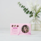 Make-up Artist Beauty Salon Roze Foto QR Code Logo Visitekaartje (Staand voorkant)