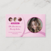 Make-up Artist Beauty Salon Roze Foto QR Code Logo Visitekaartje (Voorkant)