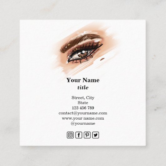 Make-up artist Brown Eyes Lange wimpers Vierkante Visitekaartje (Achterkant)