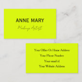 Make-up Artist Chartreuse Geel Kleurrijk Modern Visitekaartje (Voorkant / Achterkant)