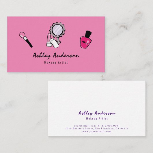 Make-up Artist Cosmetics Helder Roze Visitekaartje (Voorkant / Achterkant)