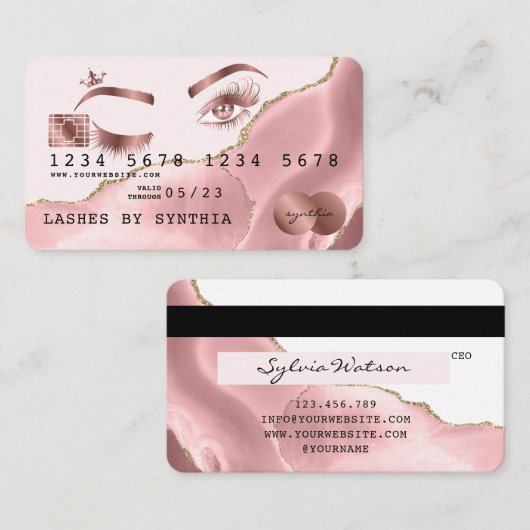 Make-up artist Credit Kaart Styled wimpers knipoog Visitekaartje (Voorkant / Achterkant)