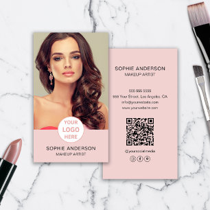 Make-up Artist Custom Logo Foto Roze Visitekaartje