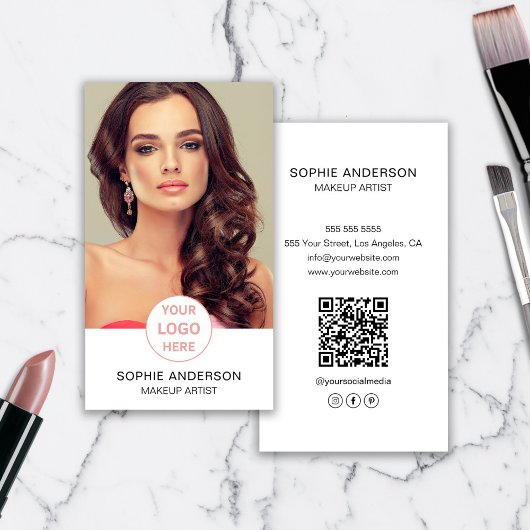 Make-up Artist Custom Logo Foto Wit Visitekaartje