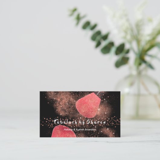 Make-up Artist Eyes Lash Glitter Roos Powder Black Visitekaartje (Staand voorkant)