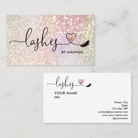 Make-up Artist Eyes Lashes Blush Pink Glitter Visitekaartje (Voorkant / Achterkant)
