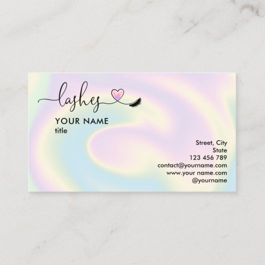 Make-up Artist Eyes Lashes Unicorn Holographic Visitekaartje (Achterkant)