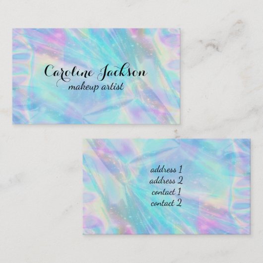 Make-up artist faux holographic visitekaartje (Voorkant / Achterkant)