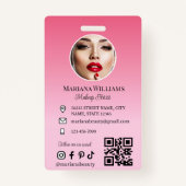 Make-up artist Foto QR Code Pink Small Business Badge (Voorkant)