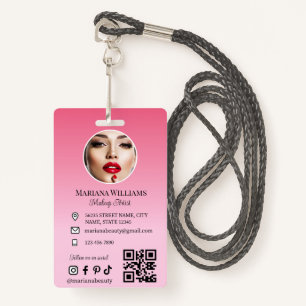 Make-up artist Foto QR Code Pink Small Business Badge