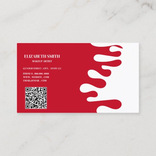 Make-up Artist foto QR Code rood Visitekaartje (Achterkant)