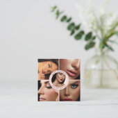 Make-up Artist Foto's QR Code Social Media Pictogr Vierkante Visitekaartje (Staand voorkant)