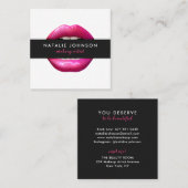 Make-up artist fuchsia lippen moderne witte schoon vierkante visitekaartje (Voorkant / Achterkant)