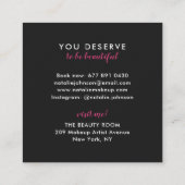 Make-up artist fuchsia lippen moderne witte schoon vierkante visitekaartje (Achterkant)