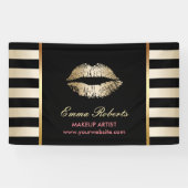 Make-up Artist Gold Lips Modern Zwart & Goud Spandoek (Horizontaal)