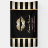 Make-up Artist Gold Lips Modern Zwart & Goud Spandoek (Verticaal)