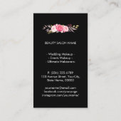 Make-up Artist Gold Lips Moderne Floral Deco Strip Visitekaartje (Achterkant)