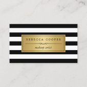 Make-up Artist - Goud Zwart Wit Strepen Visitekaartje (Voorkant)