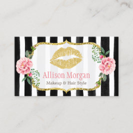Make-up Artist Gouden Lippen Romantische Bloemen G Visitekaartje