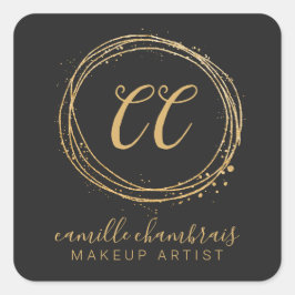 Make-up Artist Haar Stylist Goud Zwart Minimaal Ch Vierkante Sticker
