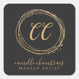 Make-up Artist Haar Stylist Goud Zwart Minimaal Ch Vierkante Sticker