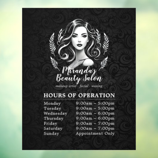 Make-up Artist Haar Stylist Moderne Openingstijden Raamsticker (Vel 3)