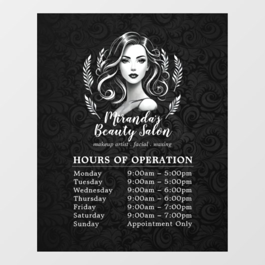 Make-up Artist Haar Stylist Moderne Openingstijden Raamsticker (Vel)