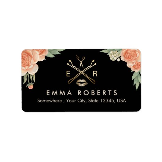 Make-up Artist Haar Stylist Salon Bloemen Etiket (Voorkant)