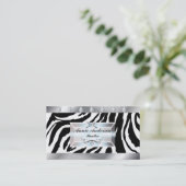 Make-up Artist Haar Stylist Salon Zebra Print Visitekaartje (Staand voorkant)