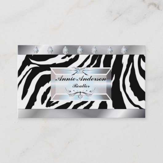Make-up Artist Haar Stylist Salon Zebra Print Visitekaartje (Voorkant)