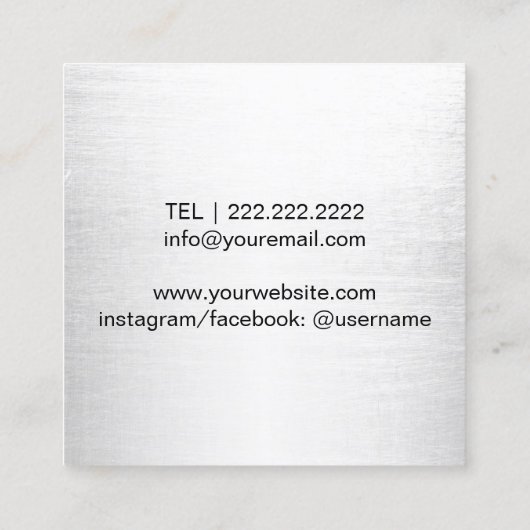 Make-up Artist Haar Stylist Trendy Zilveren Glitte Vierkante Visitekaartje (Achterkant)