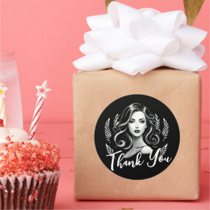 Make-up Artist Haar Stylist Zwart Wit Dank u Ronde Sticker