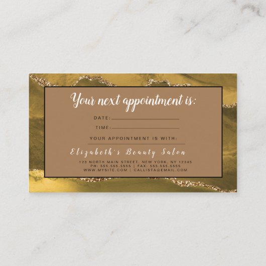 Make-up Artist Haarsalon Glitter Afspraakkaart Visitekaartje (Achterkant)