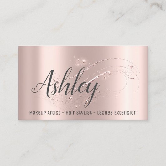 Make-up Artist Haarsalon Wimpers Roze Rose Grijs Visitekaartje (Voorkant)