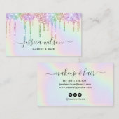 Make-up artist haarstylist holografische druppels  visitekaartje (Voorkant / Achterkant)